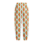 Smiling Carrot Pattern Print Fleece Lined Knit Pants