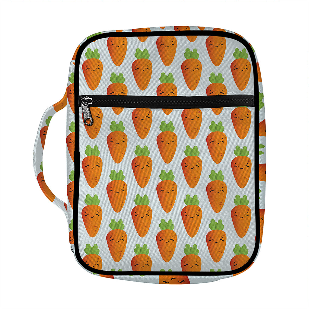 Smiling Carrot Pattern Print Front Pocket Bible Bag
