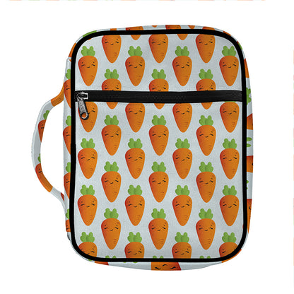 Smiling Carrot Pattern Print Front Pocket Bible Bag