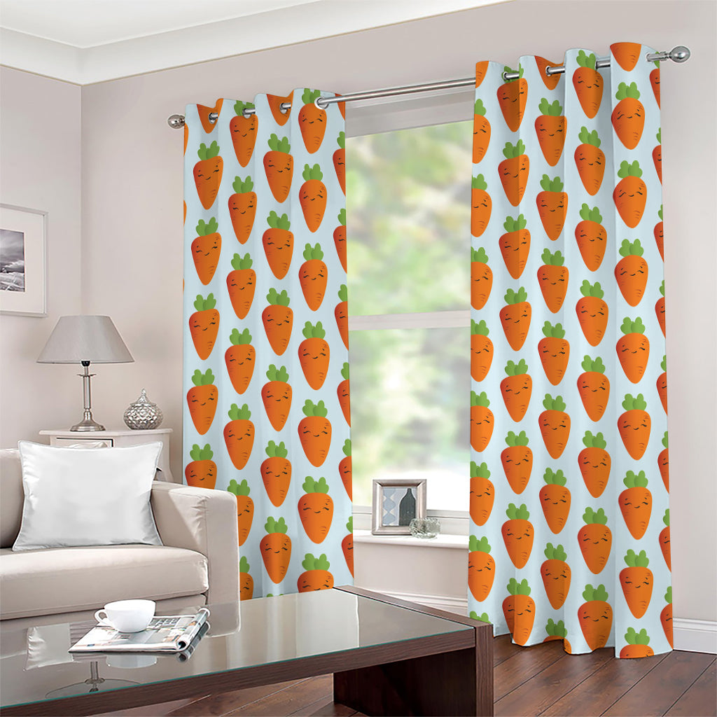 Smiling Carrot Pattern Print Grommet Curtains