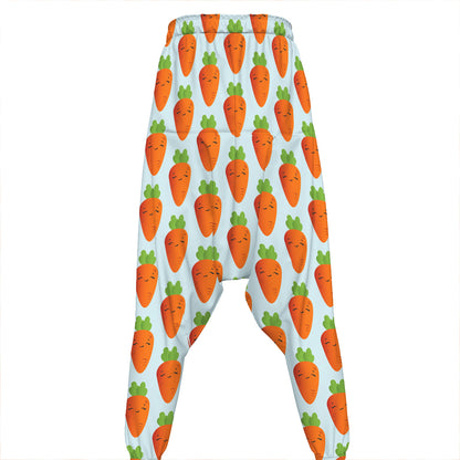 Smiling Carrot Pattern Print Hammer Pants