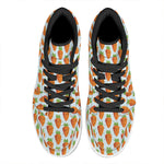 Smiling Carrot Pattern Print High Top Leather Sneakers