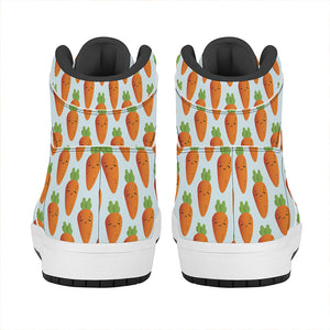 Smiling Carrot Pattern Print High Top Leather Sneakers