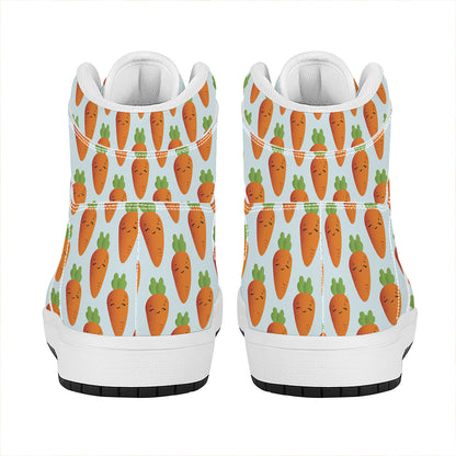 Smiling Carrot Pattern Print High Top Leather Sneakers