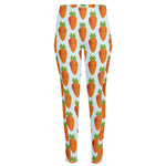 Smiling Carrot Pattern Print High-Waisted Pocket Leggings