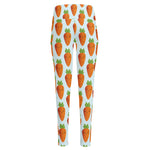 Smiling Carrot Pattern Print High-Waisted Pocket Leggings