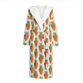 Smiling Carrot Pattern Print Hooded Bathrobe