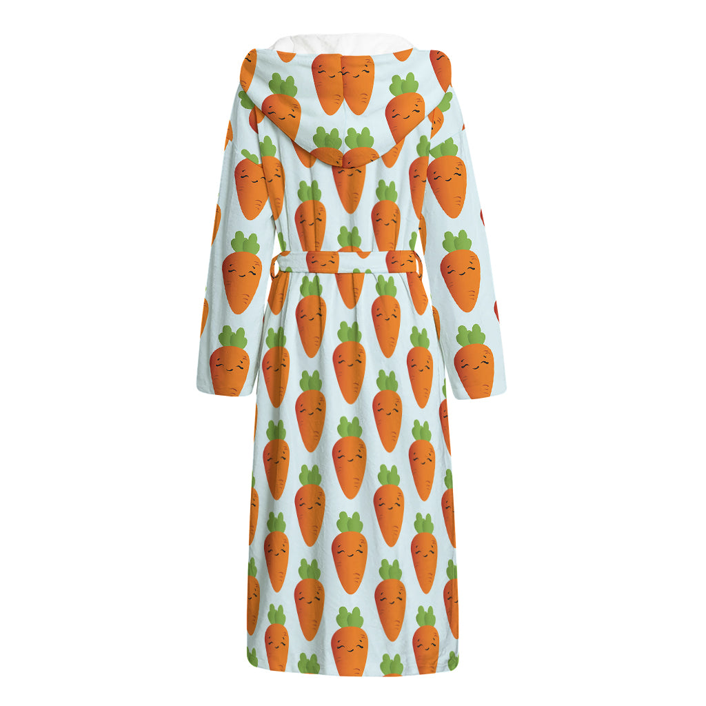 Smiling Carrot Pattern Print Hooded Bathrobe