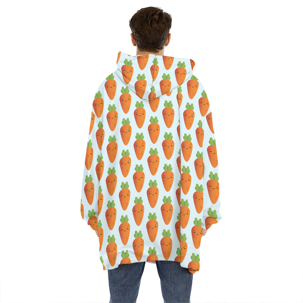 Smiling Carrot Pattern Print Hoodie Blanket