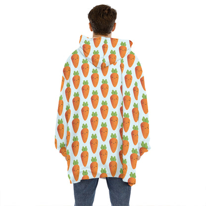 Smiling Carrot Pattern Print Hoodie Blanket