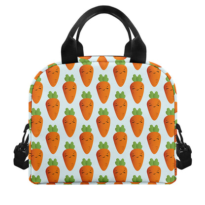 Smiling Carrot Pattern Print Insulated Lunch Bag