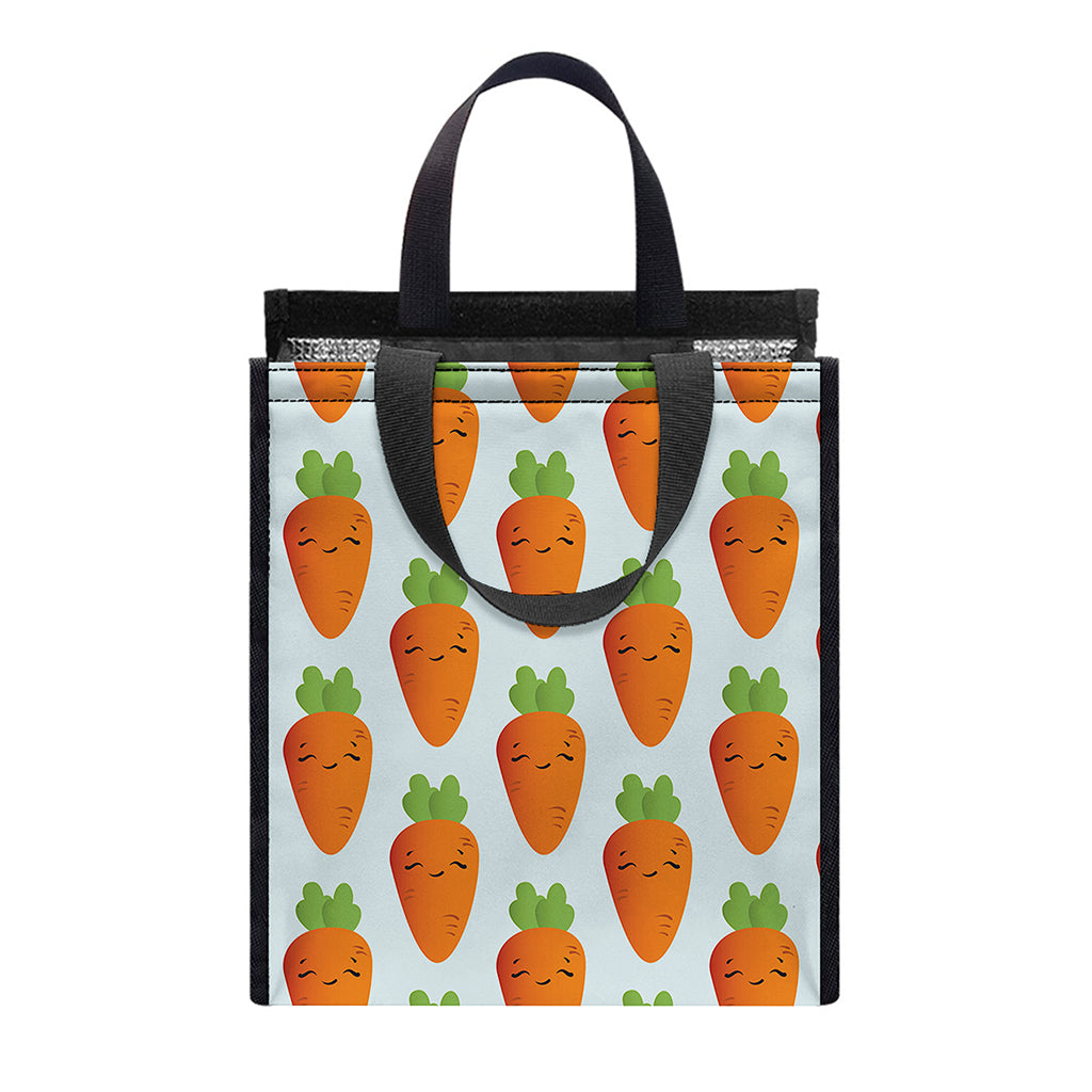 Smiling Carrot Pattern Print Insulated Lunch Tote