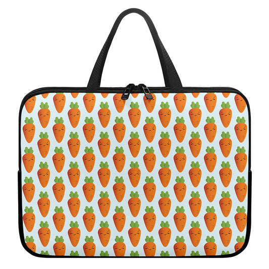 Smiling Carrot Pattern Print Laptop Sleeve With Handle