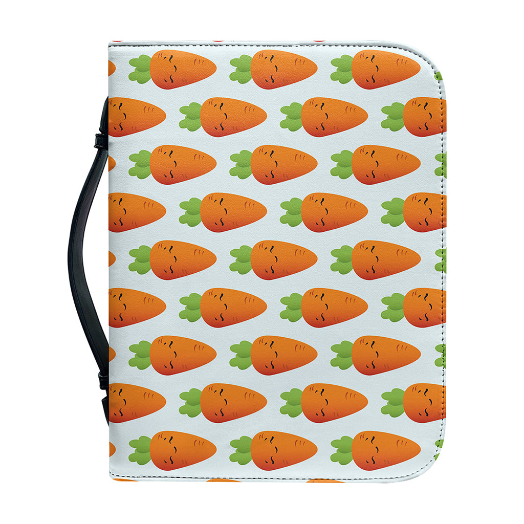 Smiling Carrot Pattern Print Leather Bible Cover