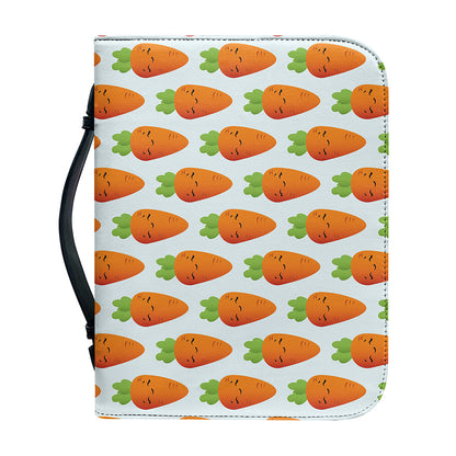 Smiling Carrot Pattern Print Leather Bible Cover