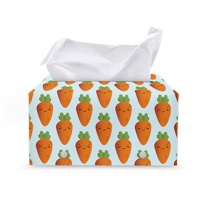 Smiling Carrot Pattern Print Leather Tissue Box Cover