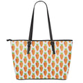 Smiling Carrot Pattern Print Leather Tote Bag With Zipper