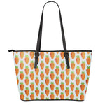 Smiling Carrot Pattern Print Leather Tote Bag