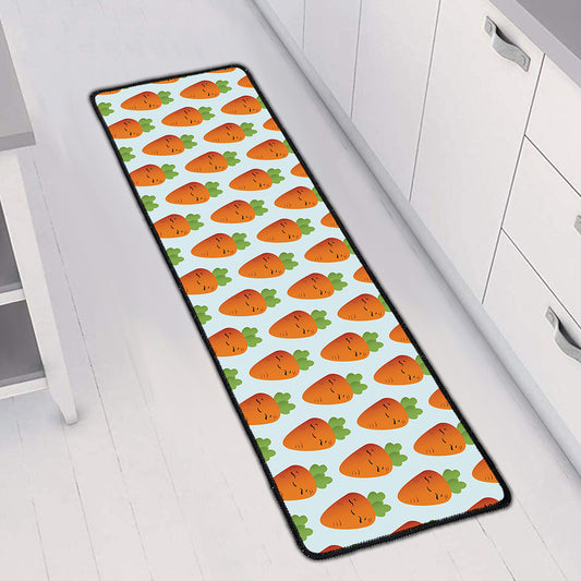 Smiling Carrot Pattern Print Long Kitchen Mat
