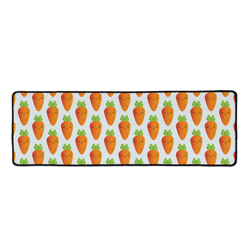 Smiling Carrot Pattern Print Long Kitchen Mat