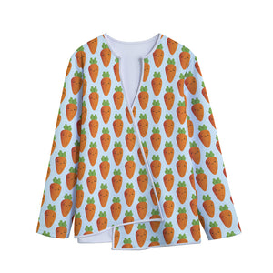 Smiling Carrot Pattern Print Long Sleeve Short Coat