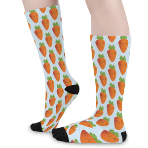 Smiling Carrot Pattern Print Long Socks