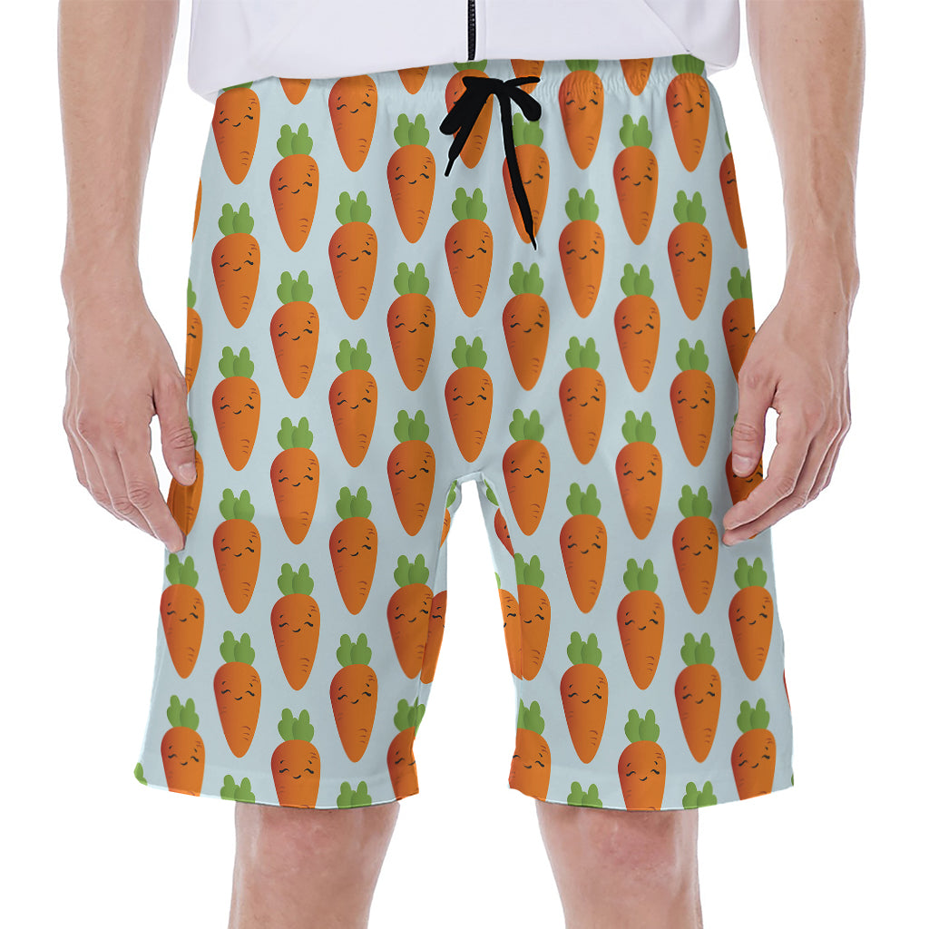 Smiling Carrot Pattern Print Men's Beach Shorts