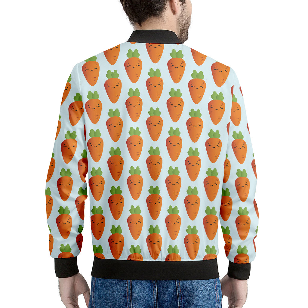 Smiling Carrot Pattern Print Men's Bomber Jacket