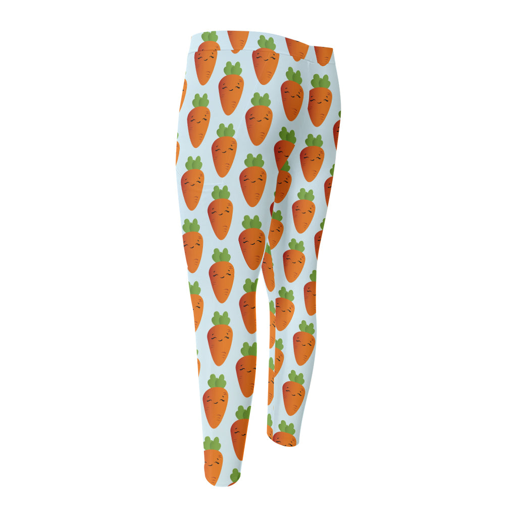 Smiling Carrot Pattern Print Men's Compression Pants