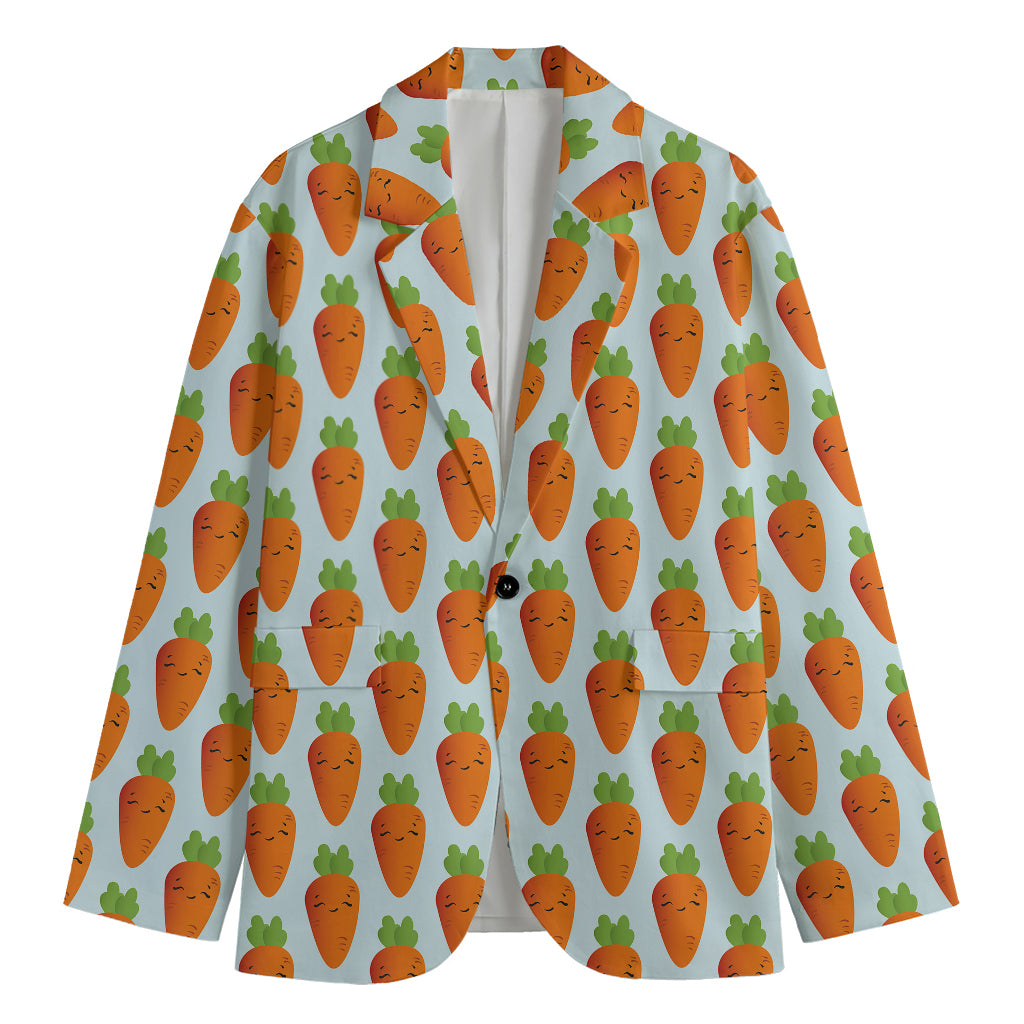 Smiling Carrot Pattern Print Men's Cotton Blazer