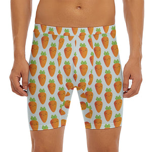 Smiling Carrot Pattern Print Men's Long Boxer Briefs