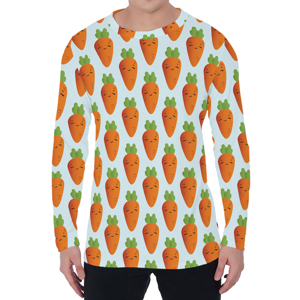 Smiling Carrot Pattern Print Men's Long Sleeve T-Shirt