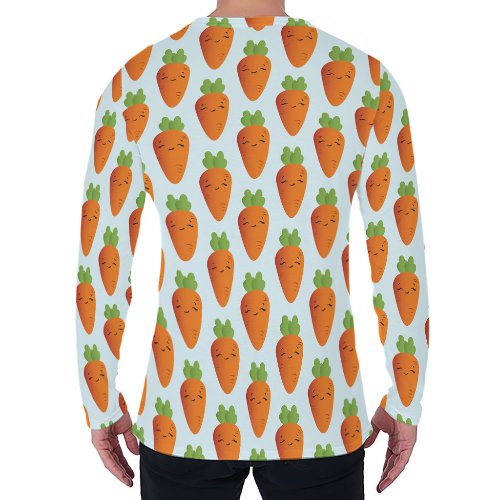 Smiling Carrot Pattern Print Men's Long Sleeve T-Shirt