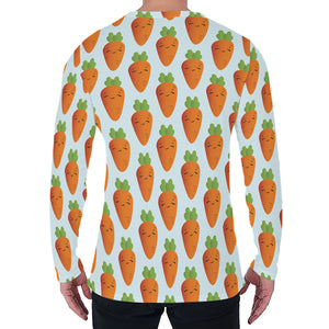 Smiling Carrot Pattern Print Men's Long Sleeve T-Shirt