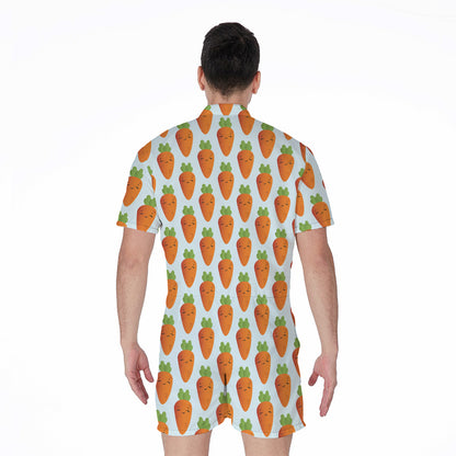 Smiling Carrot Pattern Print Men's Rompers