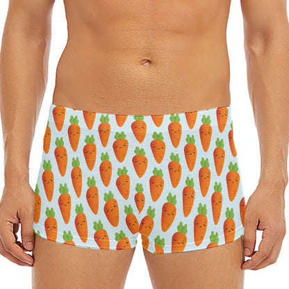Smiling Carrot Pattern Print Men's Short Boxer Briefs