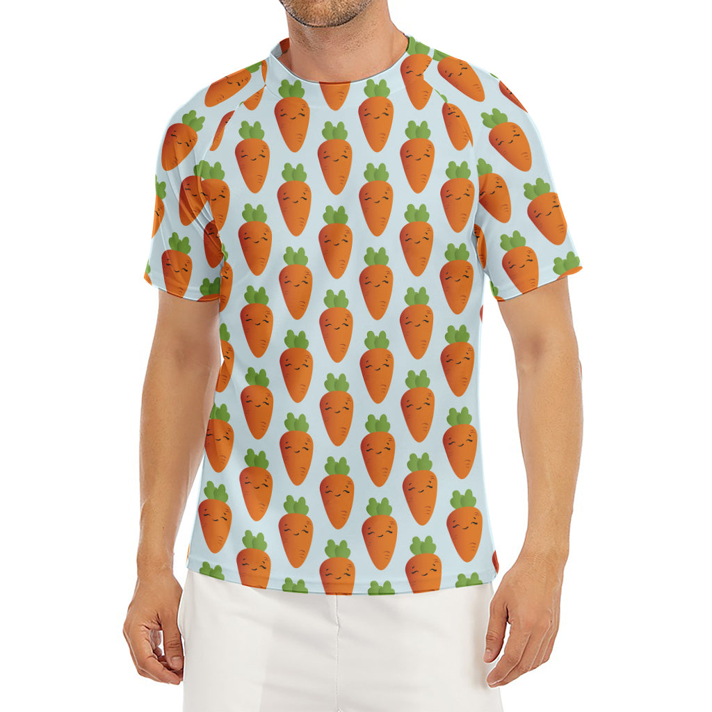 Smiling Carrot Pattern Print Men's Short Sleeve Rash Guard