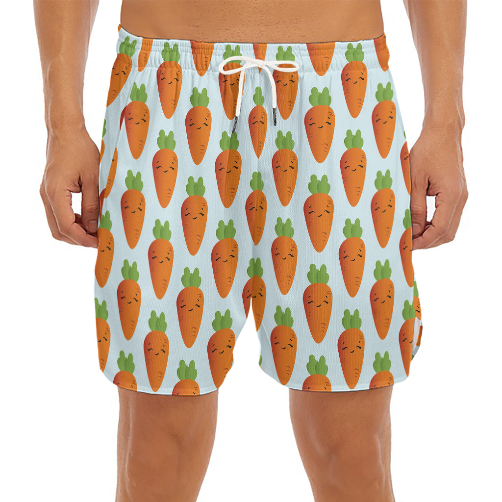 Smiling Carrot Pattern Print Men's Split Running Shorts