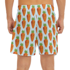 Smiling Carrot Pattern Print Men's Split Running Shorts