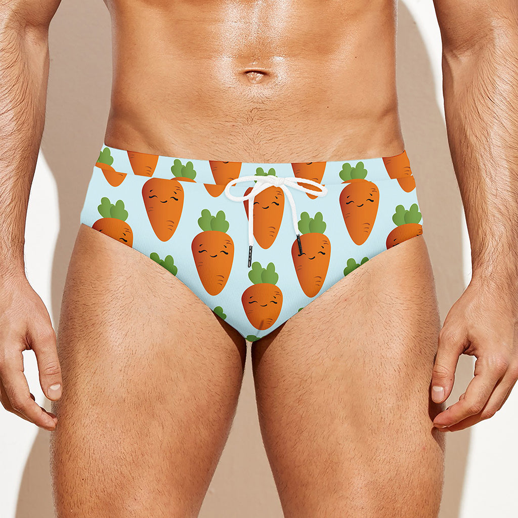 Smiling Carrot Pattern Print Men's Swim Briefs