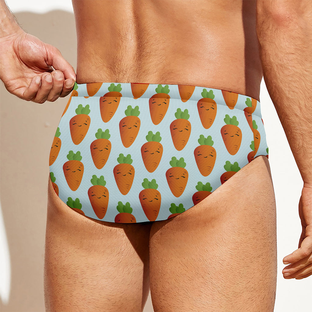 Smiling Carrot Pattern Print Men's Swim Briefs