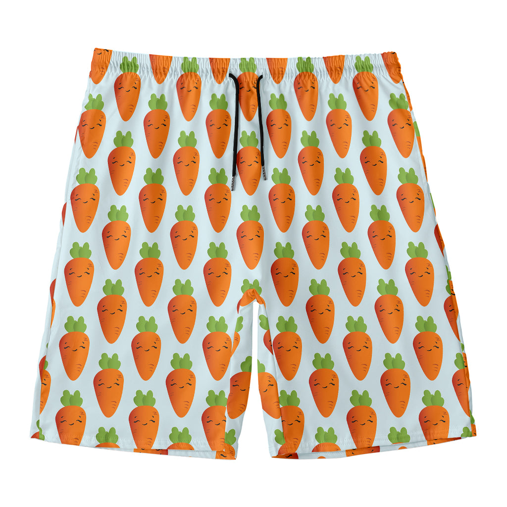 Smiling Carrot Pattern Print Men's Swim Trunks