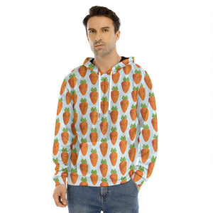 Smiling Carrot Pattern Print Men's Velvet Pullover Hoodie