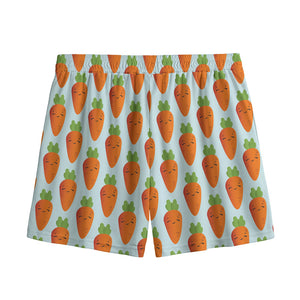 Smiling Carrot Pattern Print Mesh Shorts