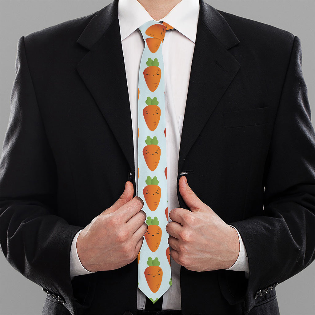 Smiling Carrot Pattern Print Necktie