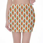 Smiling Carrot Pattern Print Pencil Mini Skirt