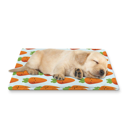 Smiling Carrot Pattern Print Pet Cooling Mat Cover