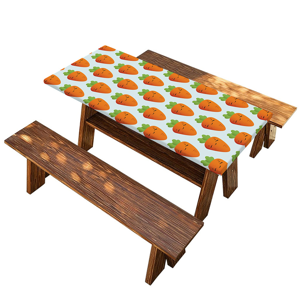 Smiling Carrot Pattern Print Picnic Table Cover