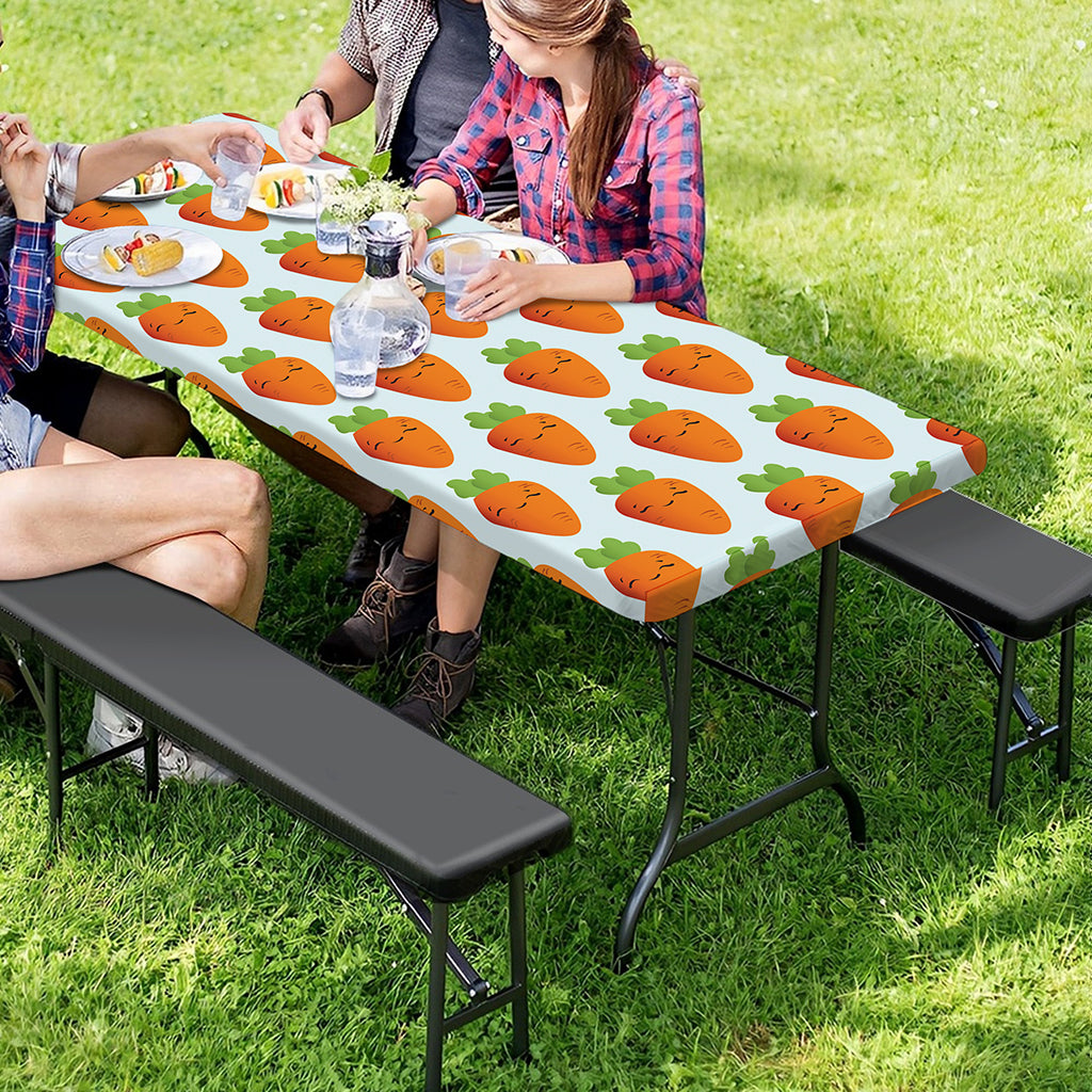 Smiling Carrot Pattern Print Picnic Table Cover
