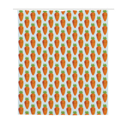 Smiling Carrot Pattern Print Polyester Shower Curtain